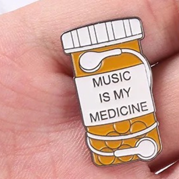 Music is Medicine Enamel Pin Musical Self Care Pill Jar Pharmacy Student Brooch - Picture 3 of 7